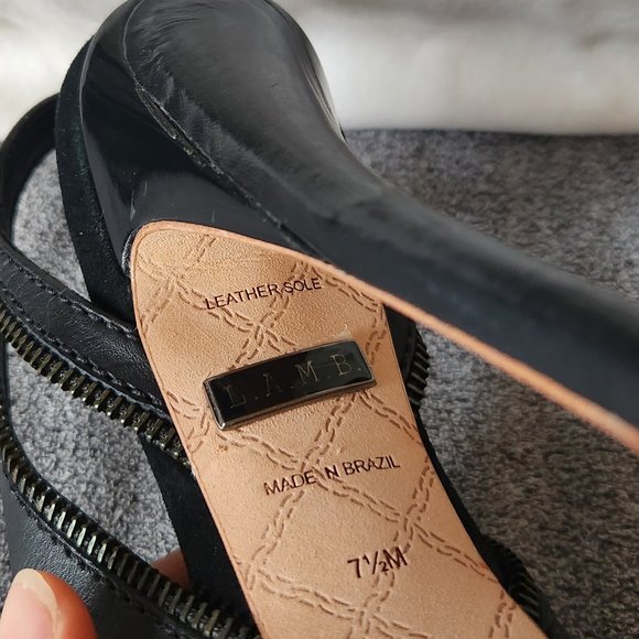 BNIB LAMB Leather DAWNA Black Zipper Pumps Sz 7.5 - Picture 9 of 10